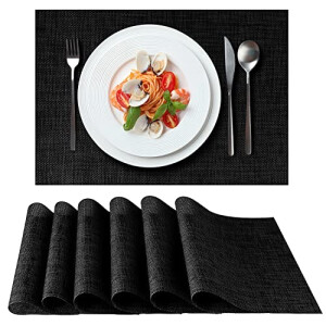 Set de table noir en polyester 6 pièces 44x32 cm