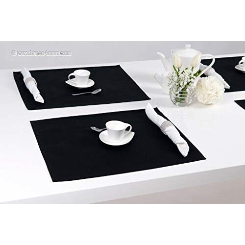 Set de table noir en coton 4 pièces 46x36 cm variant 1 