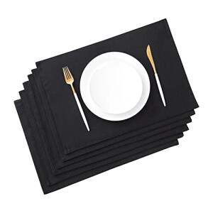 Set de table noir 6 pièces 48x33 cm