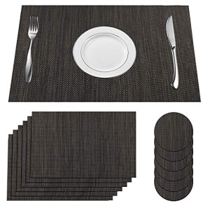 Set de table noir 6 pièces 30x45 cm