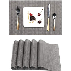 Set de table gris en vinyle 6 pièces 30x45 cm