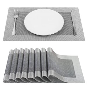 Set de table gris en pvc 8 pièces 45x30 cm
