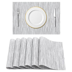 Set de table gris en pvc 6 pièces 45x30 cm