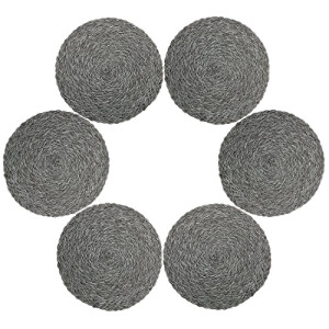 Set de table gris tressé- en pvc 6 pièces 38 cm