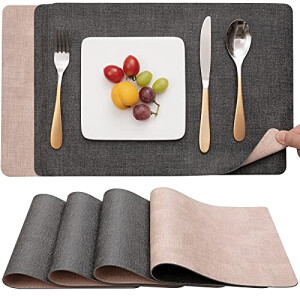 Set de table gris /rose en plastique 4 pièces 43x30 cm