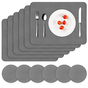 Set de table gris foncé en pvc 6 pièces 41x31 cm