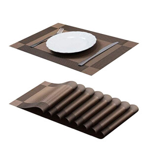 Set de table marron en polyester 8 pièces 31x11 cm