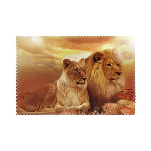 Set de table Lion africain et ne en polyester 6 pièces 45x30 cm variant 6 