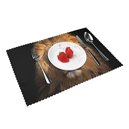 Set de table Lion africain en polyester 4 pièces 45x30 cm