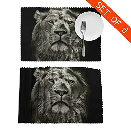 Set de table Lion noir en polyester 6 pièces 45x30 cm variant 0 